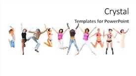  Presentation with team achievement - Beautiful presentation theme featuring sport clerk - big group team achievement backdrop and a  colored foreground