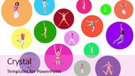  Presentation with together - Presentation theme with sport clerk - isolated jumping together background and a  colored foreground