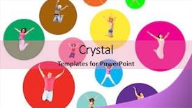  Presentation with victory team - Amazing PPT layouts having sport clerk - jumping together team victory backdrop and a  colored foreground