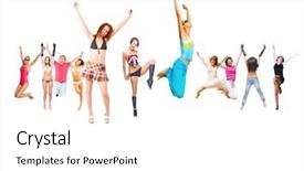  Presentation with united states unity - PPT theme featuring sport clerk - jumping together united colleagues background and a  colored foreground