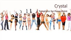  Presentation with success - Slide set consisting of sport clerk - people jumping success concept background and a  colored foreground