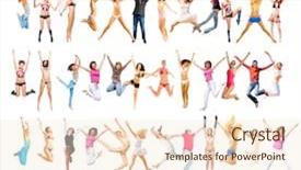  Presentation with victory team - Cool new slide set with sport clerk - team victory over white backdrop and a  colored foreground