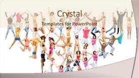  Presentation with victory team - Colorful PPT theme enhanced with sport clerk - team victory success concept backdrop and a  colored foreground