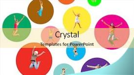  Presentation with united - Cool new slides with sport clerk - united colleagues jumping together backdrop and a  colored foreground