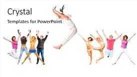  Presentation with together - Beautiful presentation theme featuring sport clerk - white jumping together backdrop and a white colored foreground