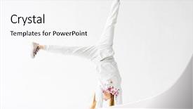  Presentation with learn active - Slide set consisting of sport clothes doing a handstand background and a white colored foreground