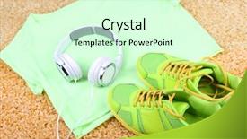  Presentation with sport - Colorful slides enhanced with sport clothes shoes and headphones backdrop and a  colored foreground