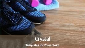  Presentation with law of sport - PPT theme with sport clothes shoes on wooden background and a  colored foreground