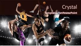  Presentation with figure skating - Colorful PPT layouts enhanced with sport-collage-basketball-player-figure backdrop and a wine colored foreground
