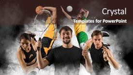  Presentation with basketball collage - PPT layouts with sport-collage-fitness-tennis-volleyball background and a tawny brown colored foreground