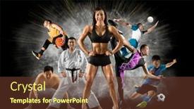  Presentation with sumo - Presentation theme featuring sport-collage-karate-figure-skating background and a tawny brown colored foreground