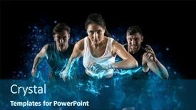  Presentation with woman sport - Beautiful PPT theme featuring sport-collage-man-and-woman backdrop and a ocean colored foreground