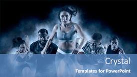  Presentation with runners - Cool new presentation with sport-collage-runners-man backdrop and a teal colored foreground