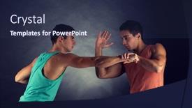  Presentation with wrestling - Amazing presentation design having sport competition strength and people concept - young men wrestling backdrop and a tawny brown colored foreground