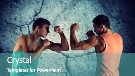  Presentation with strength - Theme enhanced with sport competition strength and people concept - young men fighting hand-to-hand over concrete wall background background and a teal colored foreground