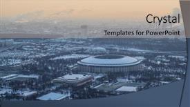  Presentation with complex - Beautiful presentation theme featuring sport complex during frosty winter backdrop and a lemonade colored foreground
