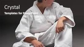  Presentation with martial arts - Slides having sport-concept-a-teenager-dressed background and a dark gray colored foreground