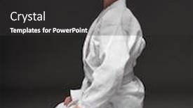  Presentation with martial arts - PPT layouts with sport-concept-a-teenager-dressed background and a dark gray colored foreground