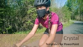  Presentation with cyclist - Audience pleasing presentation consisting of sport-cyclist-woman-biking backdrop and a coral colored foreground