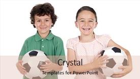  Presentation with christmas balls disco ball - Presentation enhanced with sport education - two adorable children with soccer background and a lemonade colored foreground