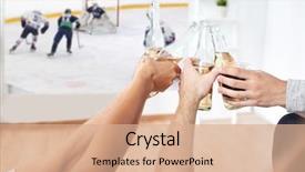  Presentation with ice hockey - Audience pleasing slides consisting of sport entertainment and people concept backdrop and a coral colored foreground