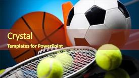  Presentation with sport - Cool new PPT theme with sport equipment and balls backdrop and a tawny brown colored foreground