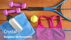  Presentation with clothing wooden clothes hanger object - Presentation consisting of set flat healthy life - sport equipment and clothes background and a teal colored foreground