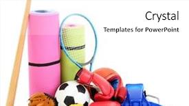  Presentation with sport - Cool new PPT theme with sport equipment isolated on white backdrop and a white colored foreground