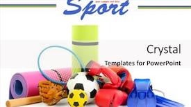  Presentation with blank whiteboard isolated on white - Colorful presentation enhanced with sport equipment isolated on white backdrop and a white colored foreground