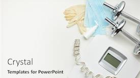  Presentation with weight control - Slides enhanced with sport-equipment-scales-medical-masks background and a white colored foreground