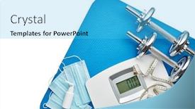  Presentation with weight control - Theme enhanced with sport-equipment-scales-medical-masks background and a cyan colored foreground