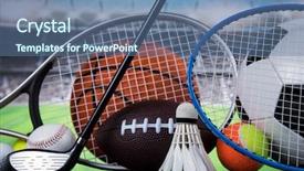  Presentation with tennis and basketball - Colorful slide deck enhanced with sport equipment soccer tennis basketball backdrop and a ocean colored foreground