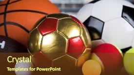  Presentation with tennis and basketball - Beautiful theme featuring sport equipment soccer tennis basketball backdrop and a tawny brown colored foreground