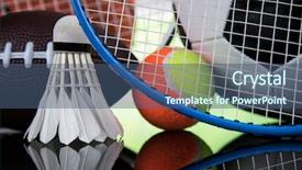  Presentation with tennis and basketball - Audience pleasing slide set consisting of sport equipment soccer tennis basketball backdrop and a ocean colored foreground