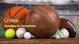  Presentation with tennis and basketball - Amazing presentation design having sport equipment soccer tennis basketball backdrop and a tawny brown colored foreground