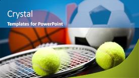  Presentation with equipment - Cool new theme with sport-equipment-soccer-tennis-basketball backdrop and a teal colored foreground