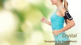  Presentation with healthcare technology - Beautiful slide set featuring sport excercise technology internet and healthcare - sporty woman running and listening to music from smartphone backdrop and a cream colored foreground