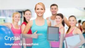  Presentation with healthcare technology - Amazing PPT theme having sport excercise technology internet backdrop and a  colored foreground