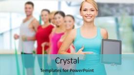  Presentation with healthcare technology - Presentation design with sport excercise technology internet background and a  colored foreground