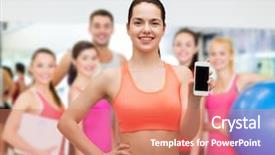  Presentation with healthcare technology - Theme having sport excercise technology internet background and a coral colored foreground