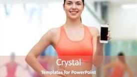  Presentation with healthcare technology - PPT theme consisting of sport excercise technology internet background and a coral colored foreground