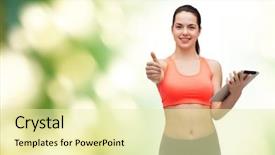  Presentation with healthcare technology - Beautiful presentation featuring sport-exercise-technology-internet backdrop and a blonde colored foreground