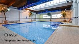  Presentation with hot tub - Cool new PPT theme with sport facility - large swimming pool with hot backdrop and a light blue colored foreground
