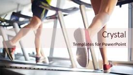  Presentation with teens running - Colorful PPT theme enhanced with sport facility - running in gym backdrop and a lemonade colored foreground