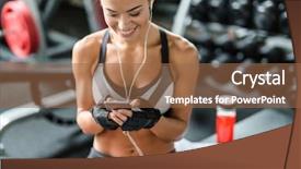  Presentation with training - Colorful PPT layouts enhanced with sport facility - training with music backdrop and a tawny brown colored foreground