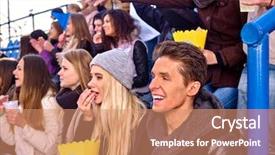  Presentation with champion - Amazing slide deck having best movie - sport fans holding champion banner backdrop and a coral colored foreground