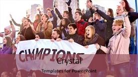  Presentation with champion league - Cool new slides with sport fans keep champion banner backdrop and a violet colored foreground