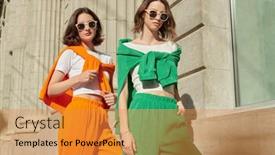  Presentation with female sport - PPT theme having sport-fashion-sport-casual-style background and a gold colored foreground