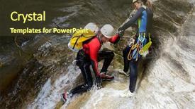  Presentation with female sport - Amazing slides having sport female - canyoning in gorgol canyon tena backdrop and a tawny brown colored foreground