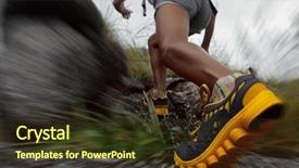  Presentation with female sport - Theme with sport female - hiker with backpack walking background and a tawny brown colored foreground